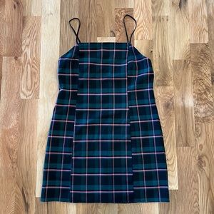Green and pink plaid mini dress size medium